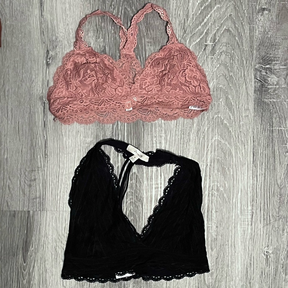 Active USA Lace Bralette Set in Pink and Black S